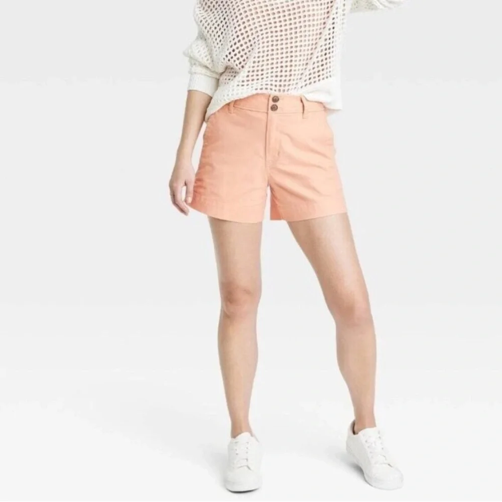 A New Day Women's High-Rise Everyday Shorts Size 2 Peach 98% Cotton/2% Spandex - Picture 4 of 10